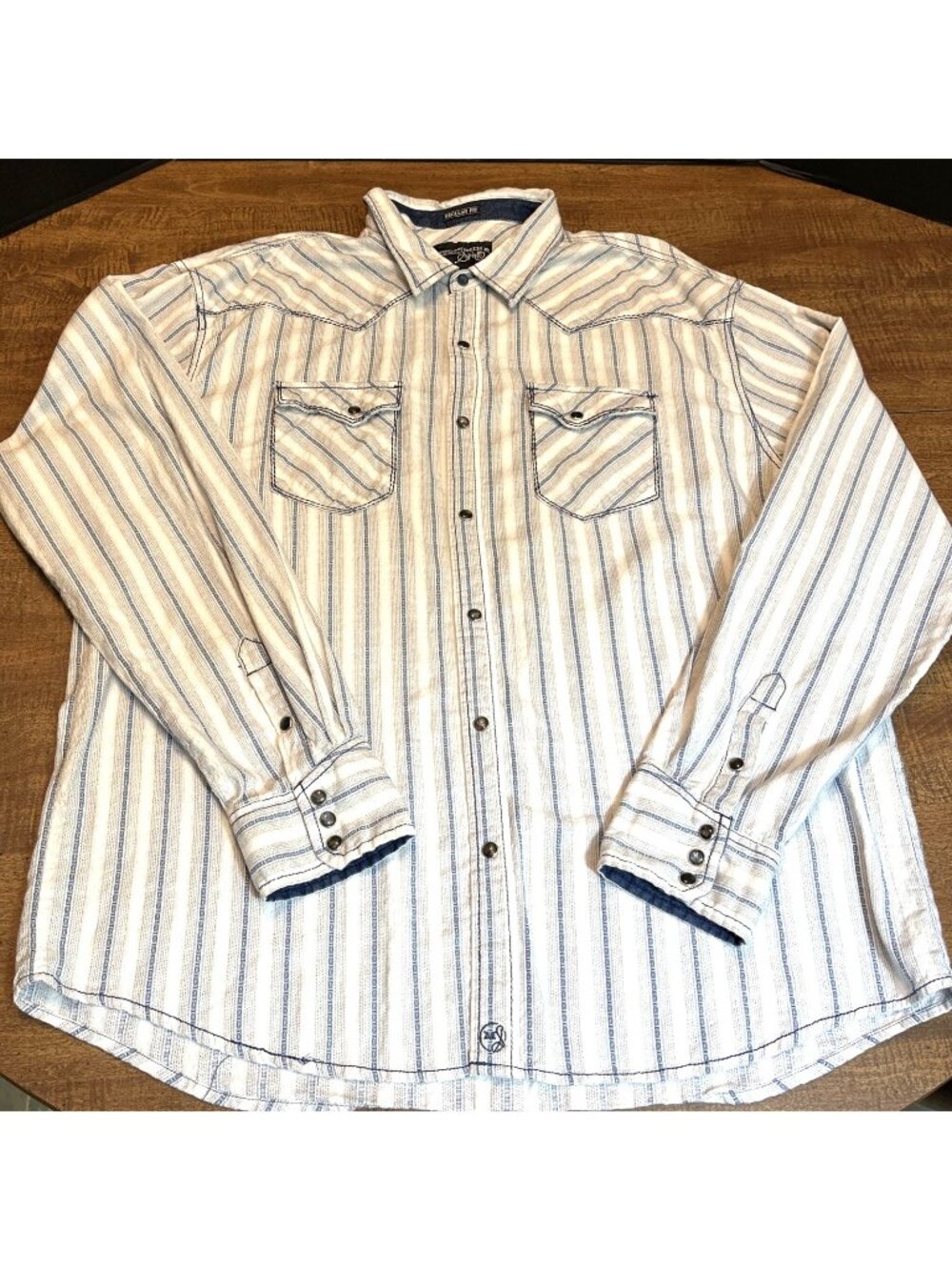 Moonshine Spirit Brad Paisley Men's XXL White Blue Western Pearl Snap Grunge